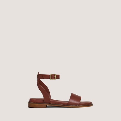 Sandales à brides et boucles ajustablesen cuir cognac | WIK