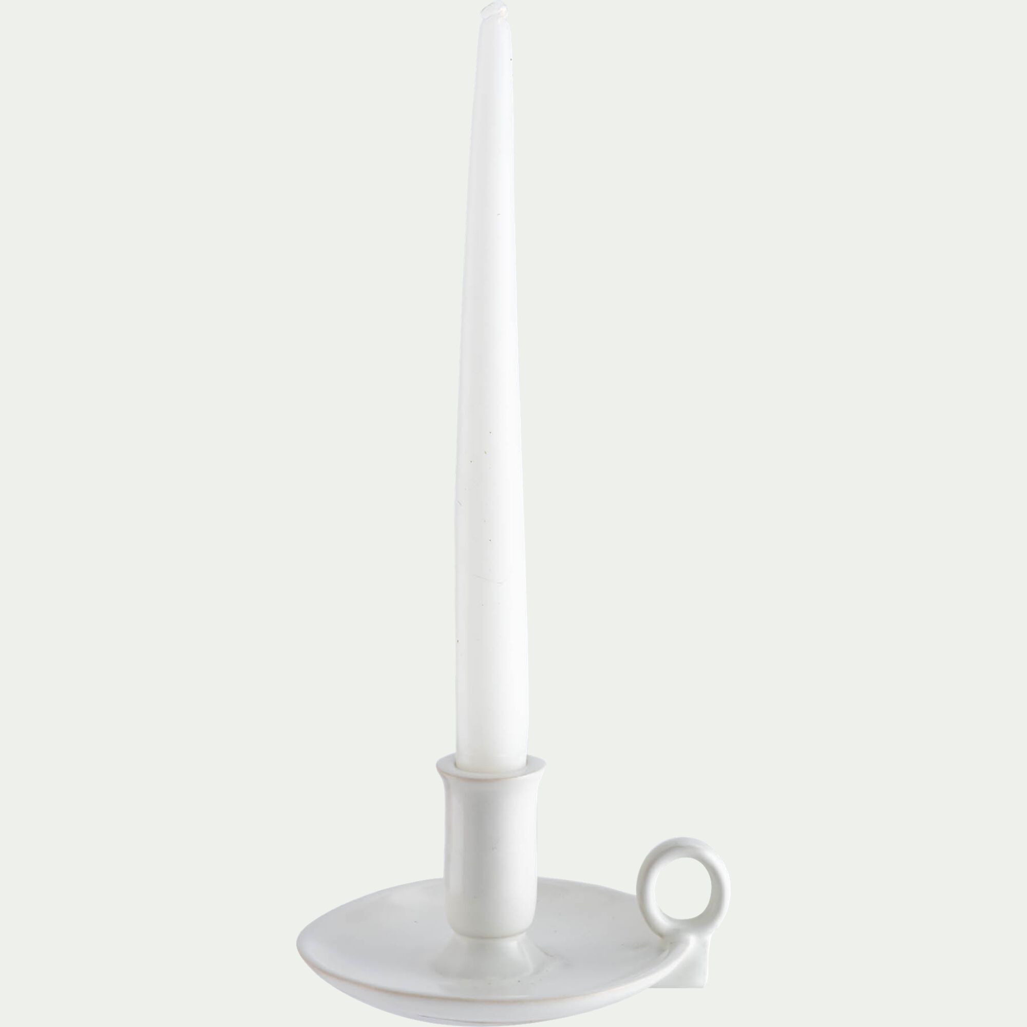 GISELE - Bougeoir en grès H7,5cm - blanc