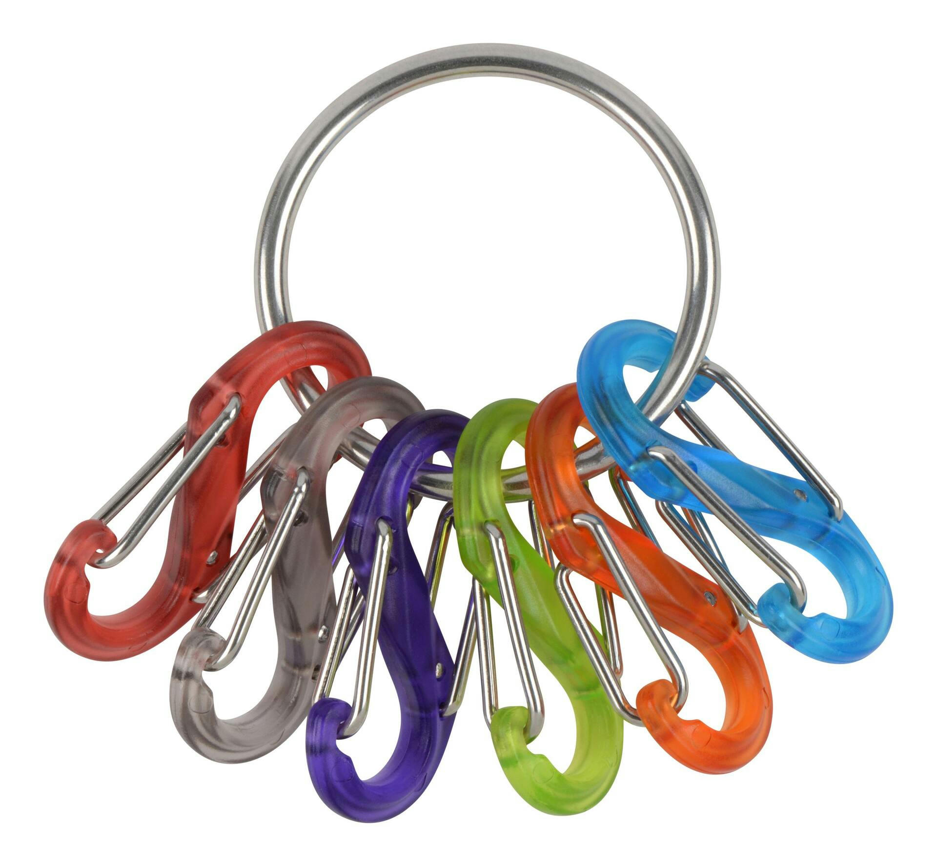 Nite Ize KeyRing S-Biner Identification Keychain w/ 6 Colour-Coded S-Carabiner Clips