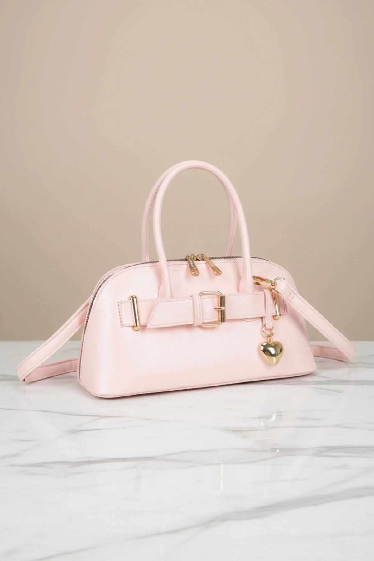 Pink Buckle Detail Bowling Bag