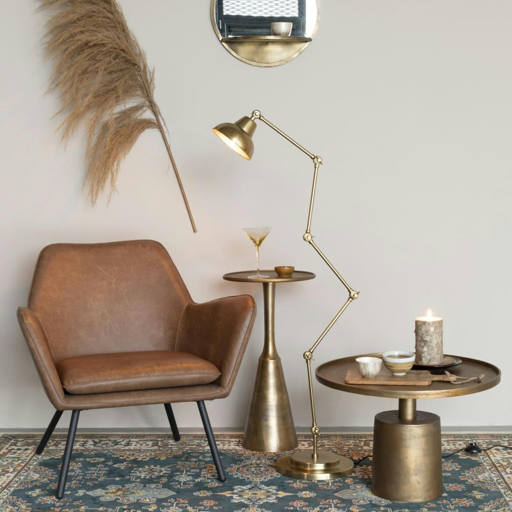 XAVI - Lampadaire en métal H158cm laiton