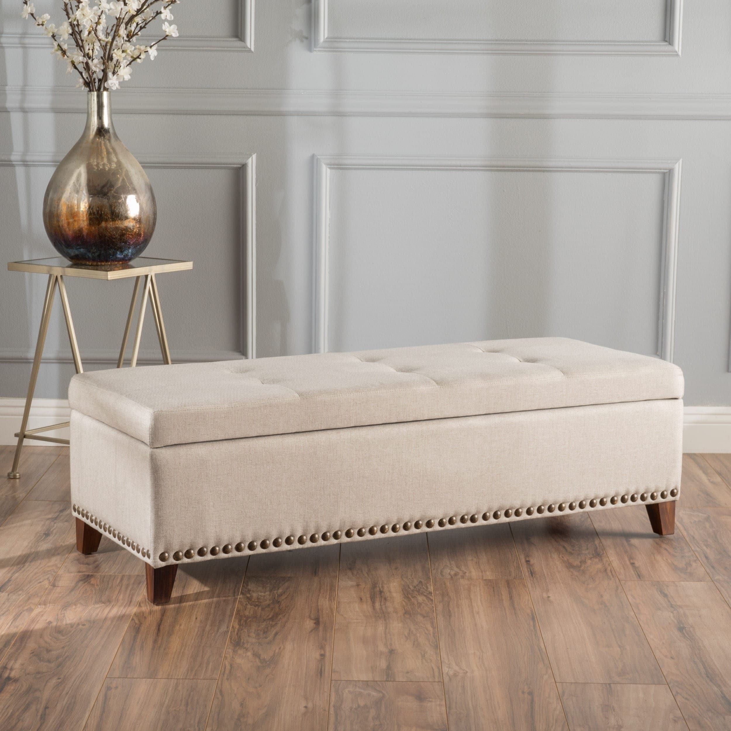 Gavin Tufted Fabric Storage Bench by Christopher Knight Home