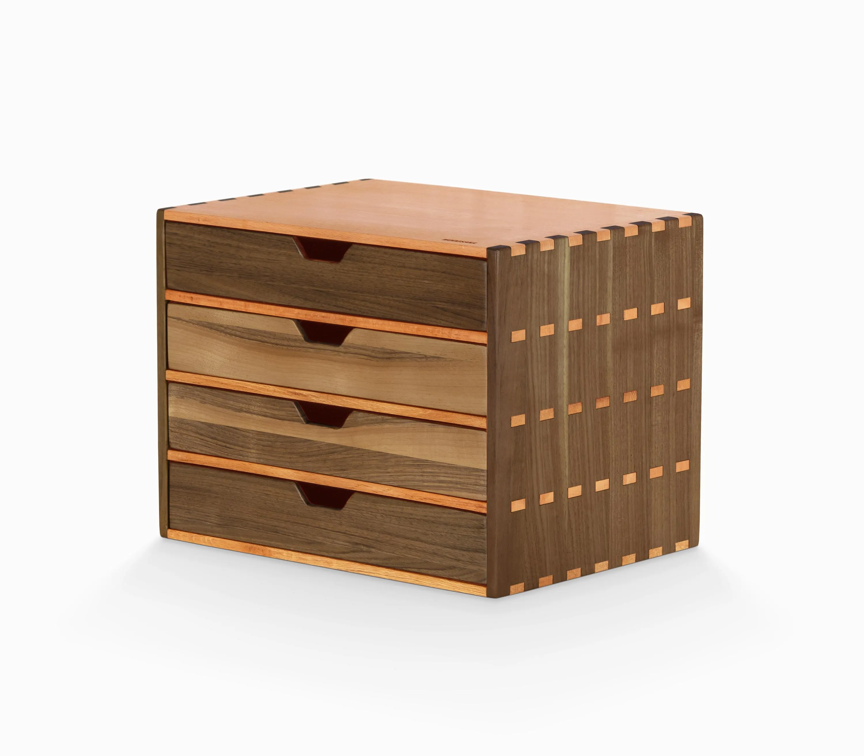 Solid Walnut Hornbeam A4 Filing Cabinet | Four Drawer Document Organizer