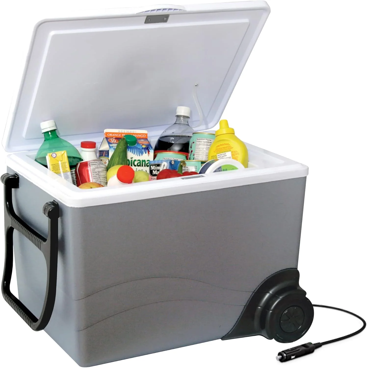 12V Portable Refrigerator 34L/36QT, Cooler  Warmer with Wheels, 12V DC Cord, Ice-Free Electric Cooling/Heating for Travel, Camping  Truck