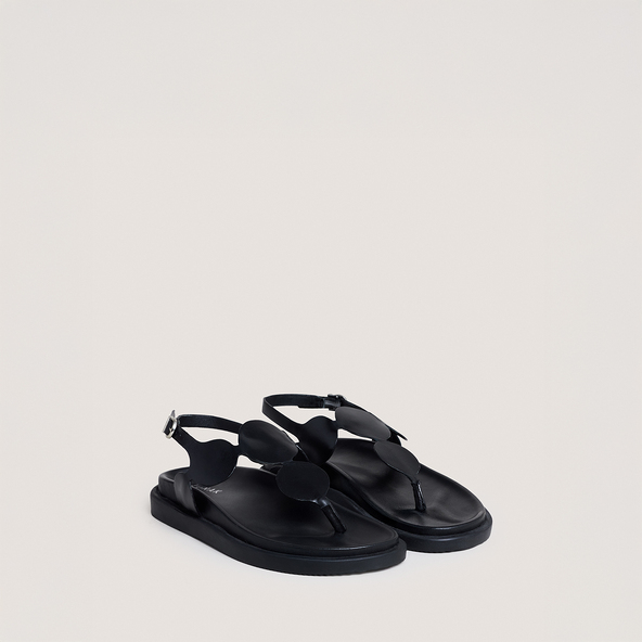 Sandales à brides ajustantesen cuir noir | WIND