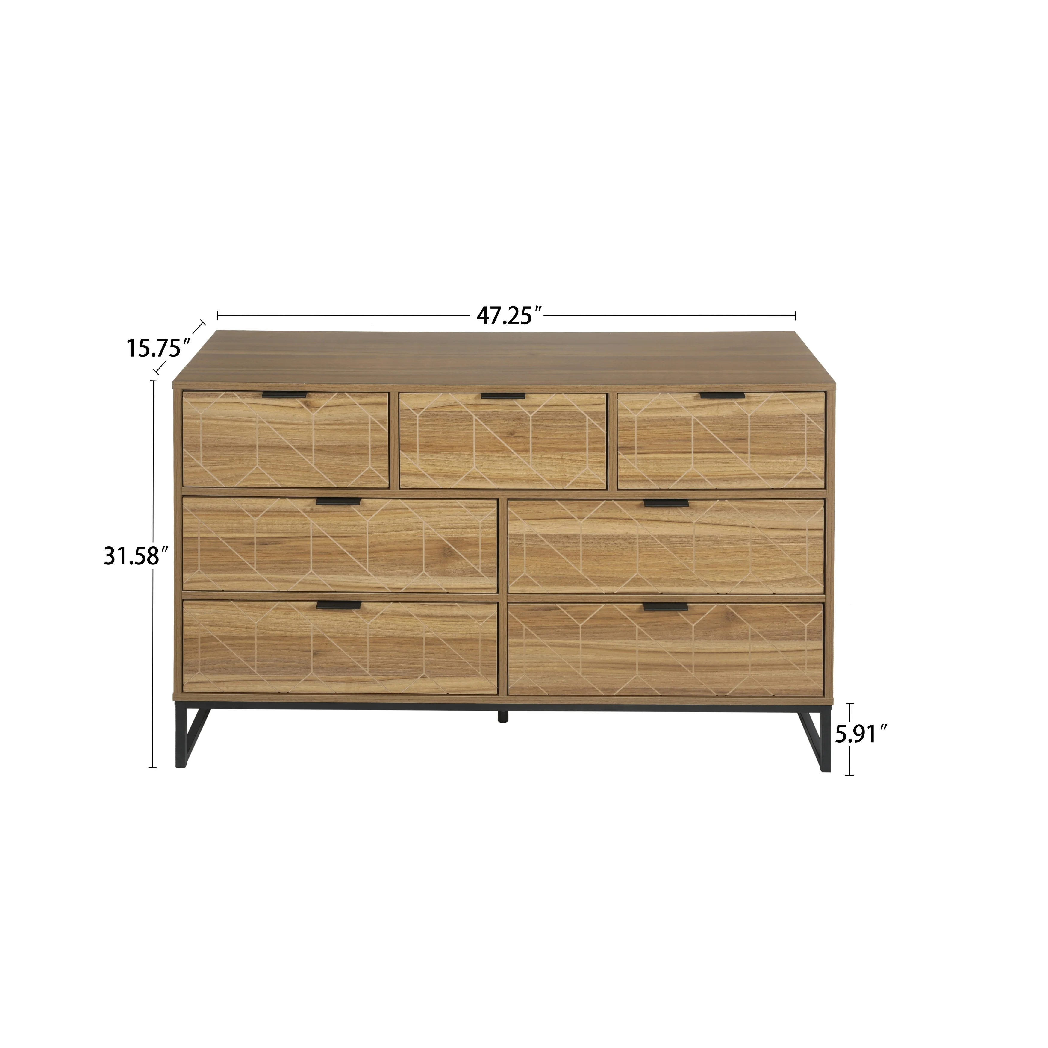 Modern 7 Drawer Dresser Wood Cabinet