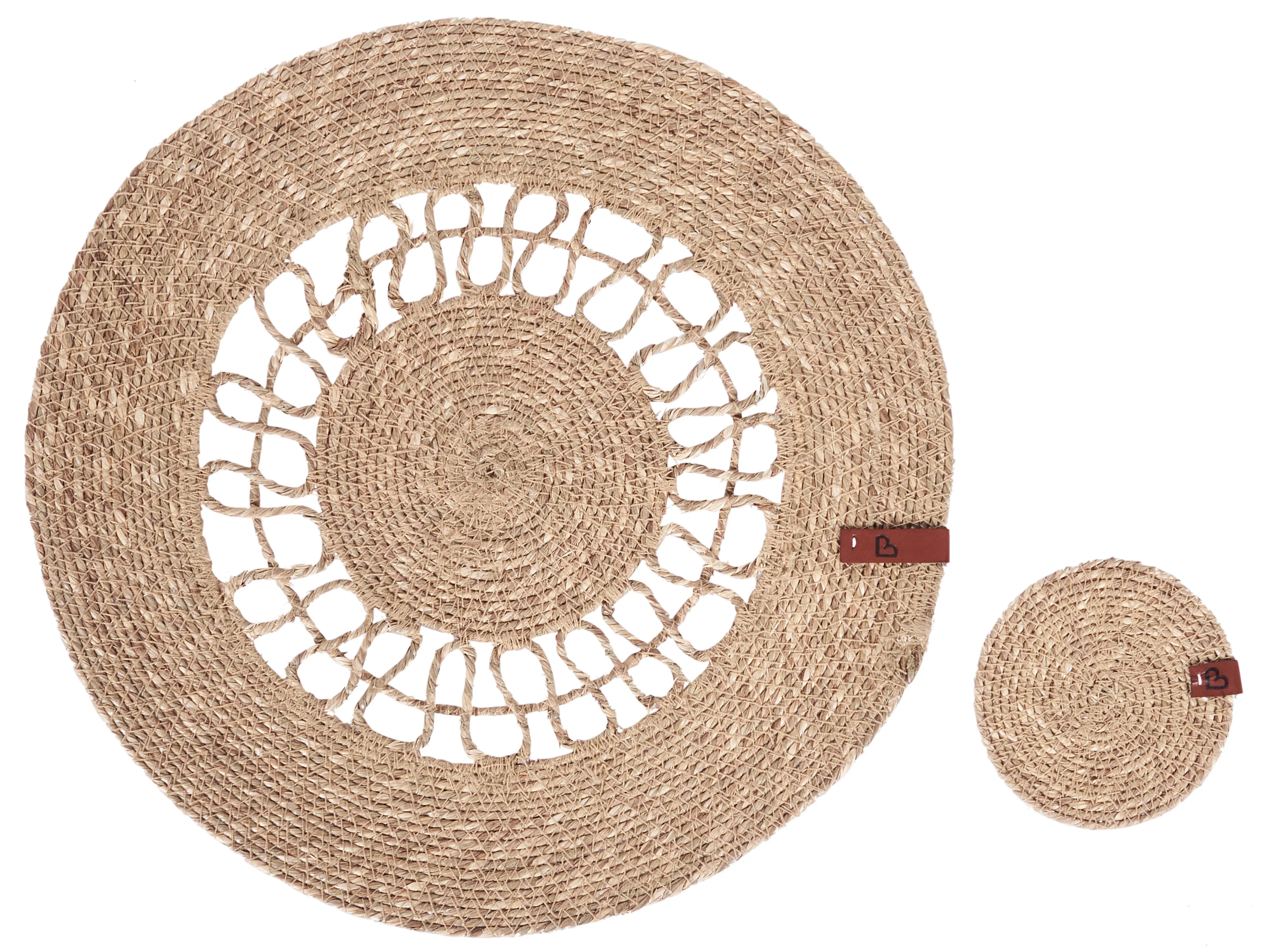 12 Piece Placemats and Coasters Set PEPPERBERRY Seagrass Natural