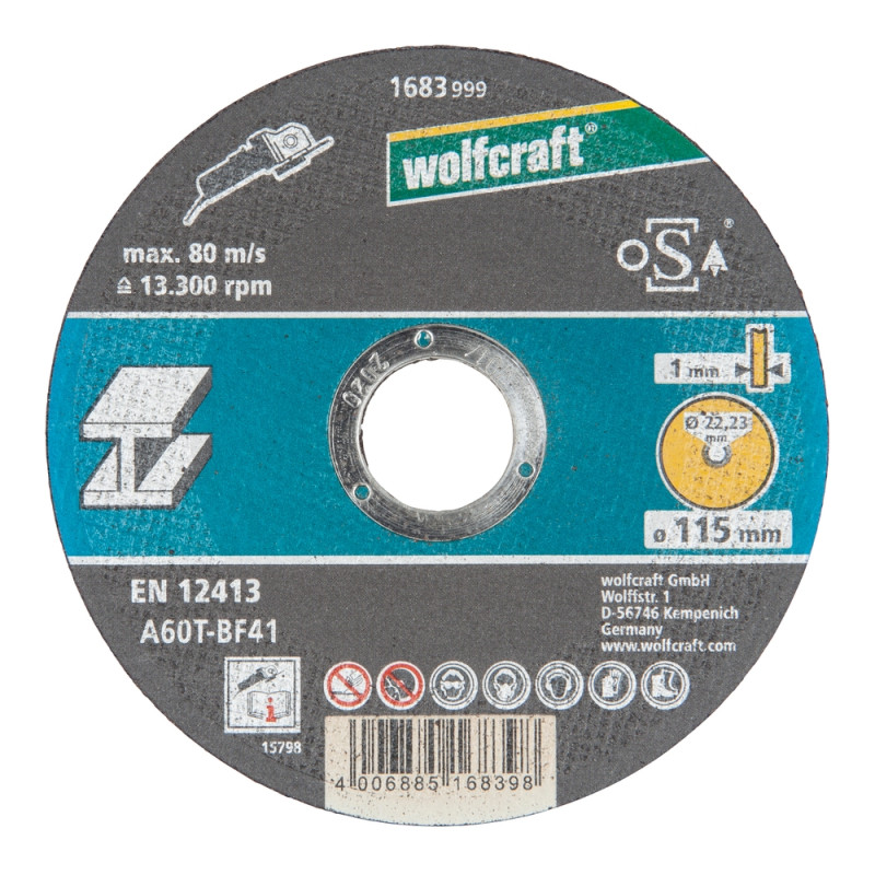 Disque à tronçonner le métal Ø 115 x 1,2 mm WOLFCRAFT