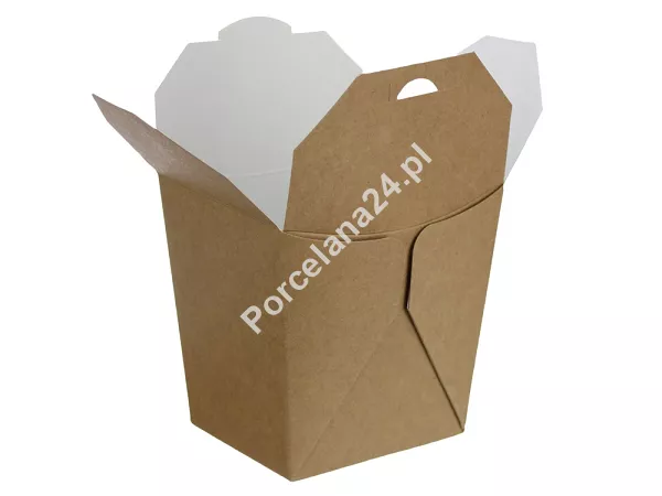 Noodle Box 11,5 x 10,5 x 8 cm (do makaronu / ryżu) - Opakowanie 10 szt.- Eco papier biały/kraft E.NB-10