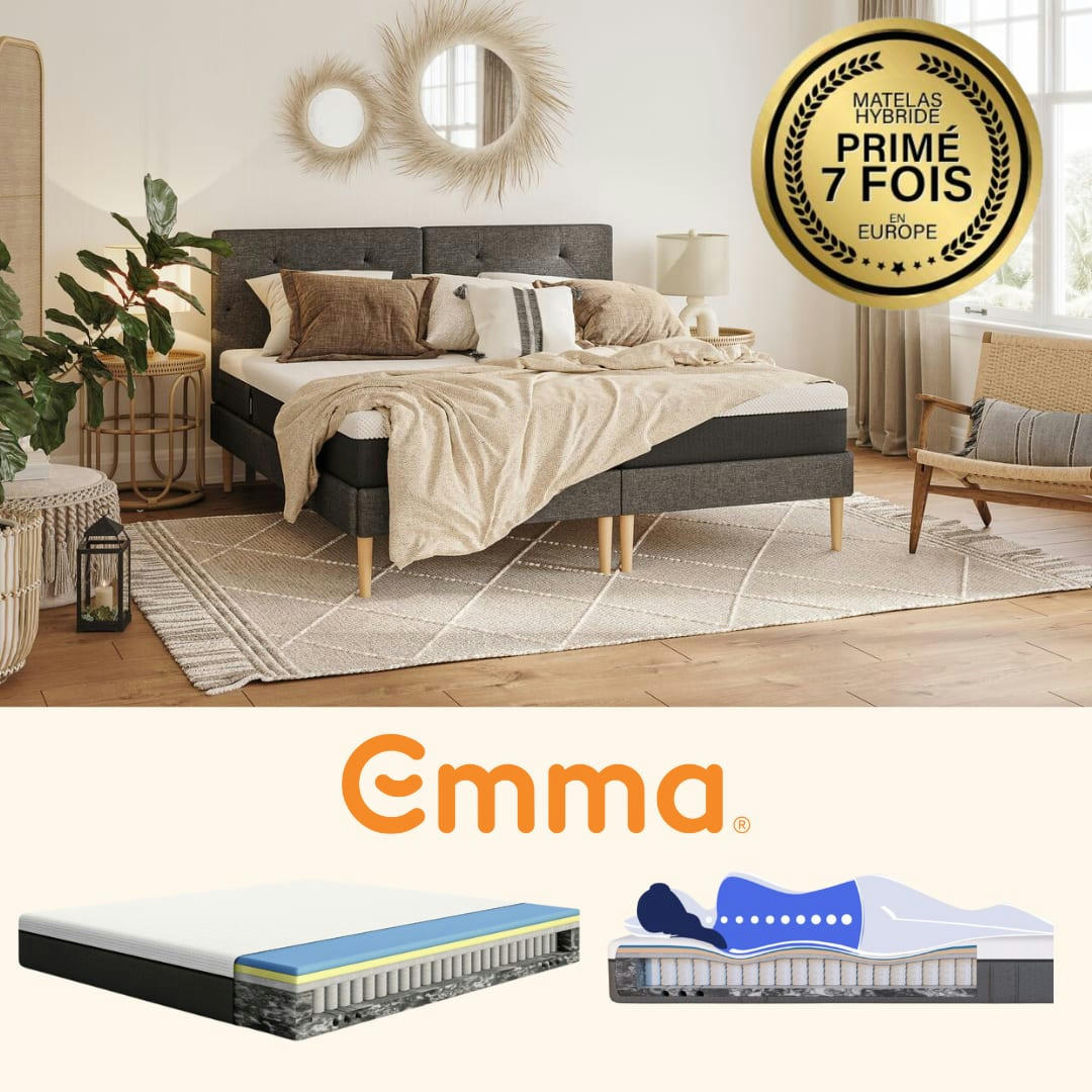 - Pack 90x200 - Matelas Hybride + Couette + Oreiller Nuage