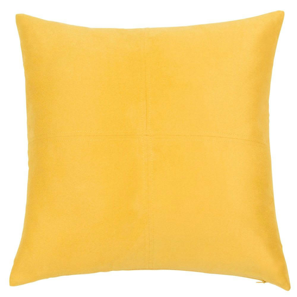 - Coussin en suédine jaune citron 40x40