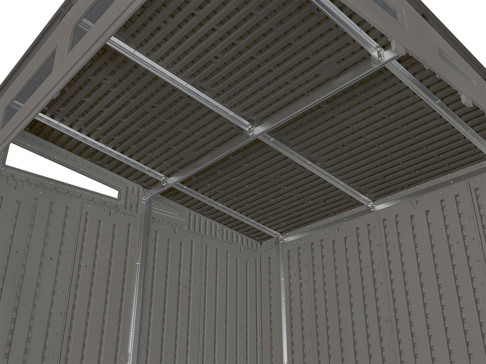 Suncast Modernist Full Steel Frame Outdoor Storage Shed, Pad-Lockable Doors, 7-ft x 7-ft
