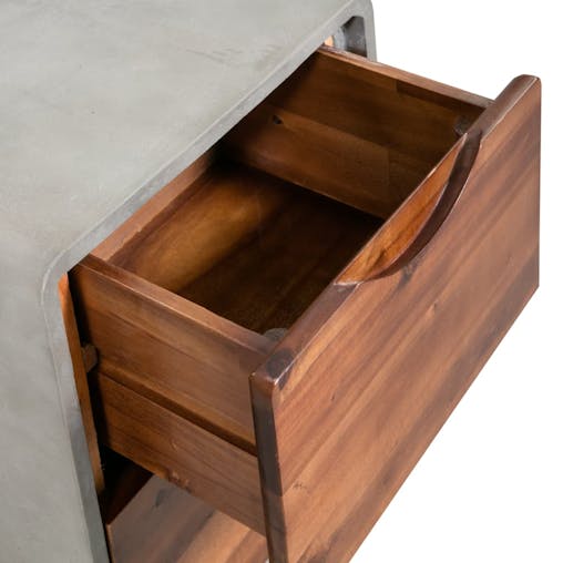 NNEVL Nightstand Concrete Solid Acacia Wood 40x30x50 cm