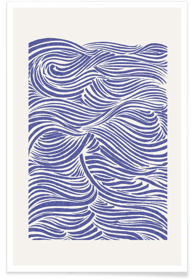 WAVES VERY PERI - Affiche blanc ivoire & bleu
