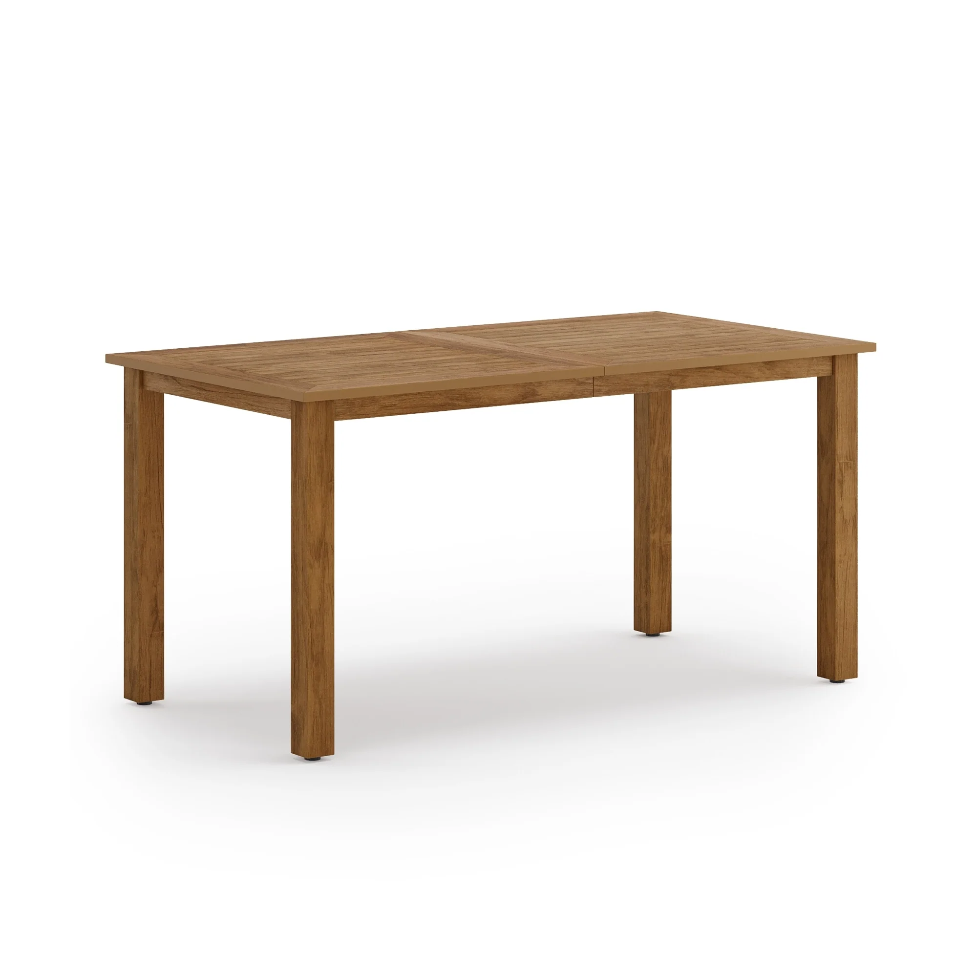 LUE BONA HDPS Outdoor Dining Table Patio Metal Rectangular Table with Wood-grain finish for 6 Person