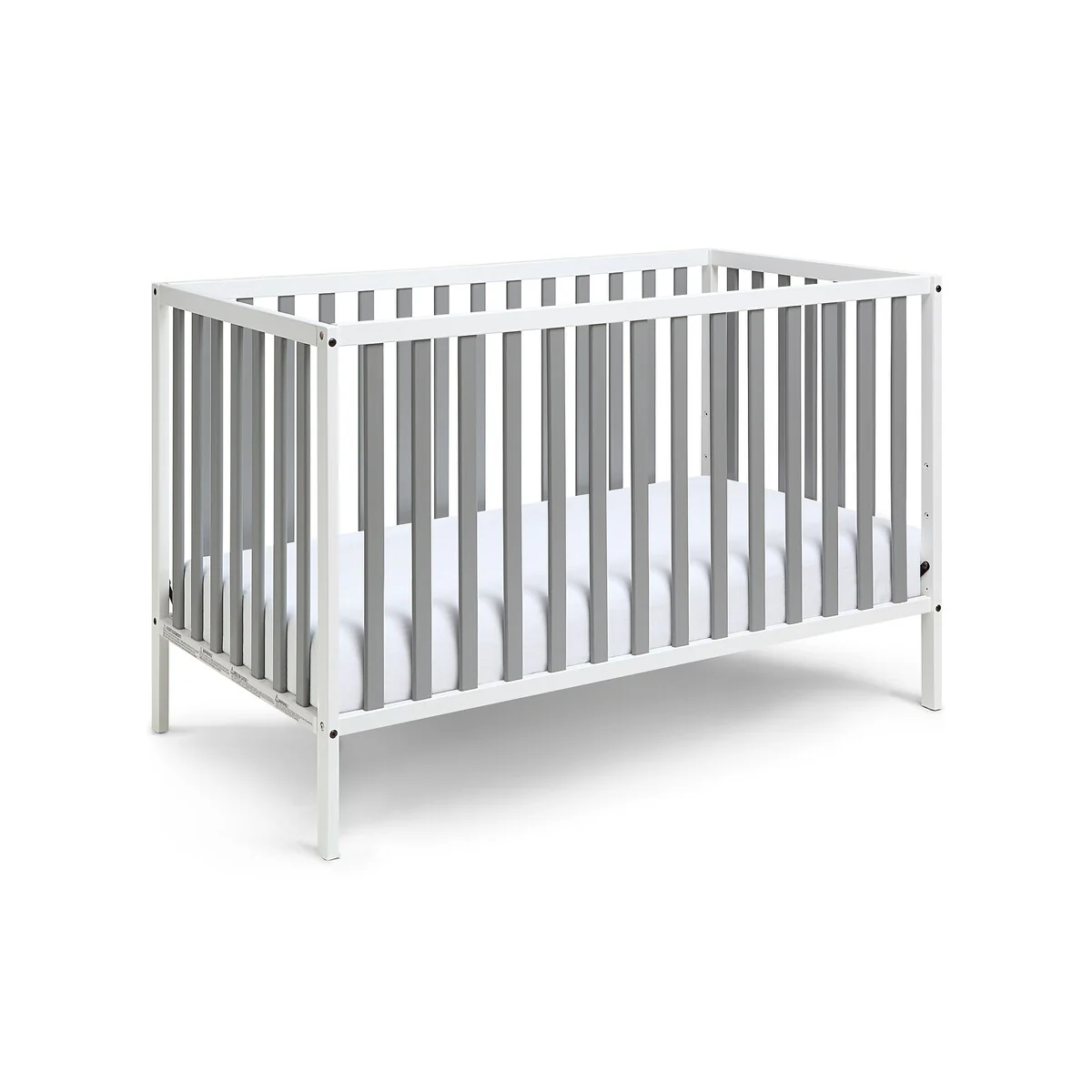 HomeRoots Gray and White Solid and Manufactured Wood Standard Three In One Convertible Crib - 53.5
