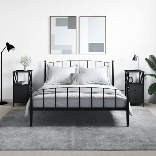 NNEVL Bedside Cabinets 2 pcs Black 34x35.5x70 cm Engineered Wood