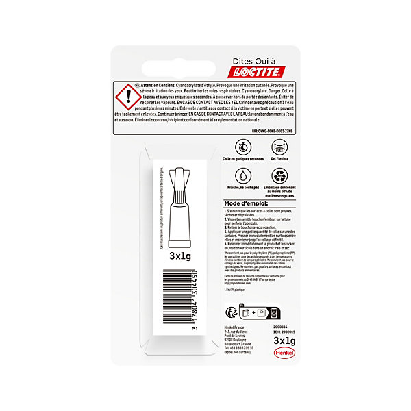 Colle Superglue-3 Power Flexgel Loctite 3g