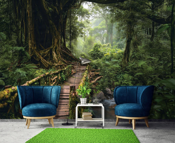 Fototapeta Drzewa 3D Droga W Lesie Natura Na Ścianę Sypialnia Salon 250X175