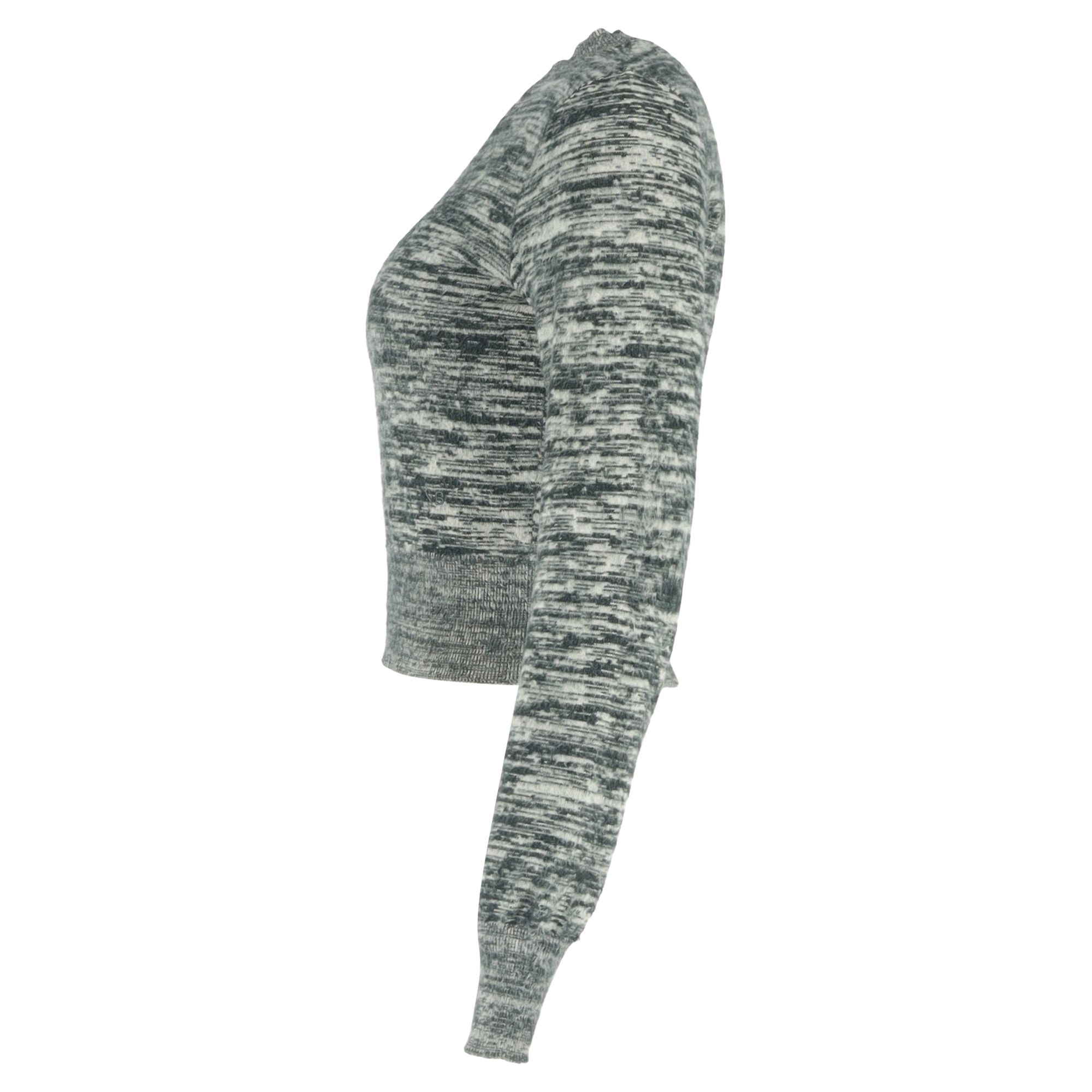 Victoria Beckham Preloved Cropped Marled Sweater in Grey Cotton