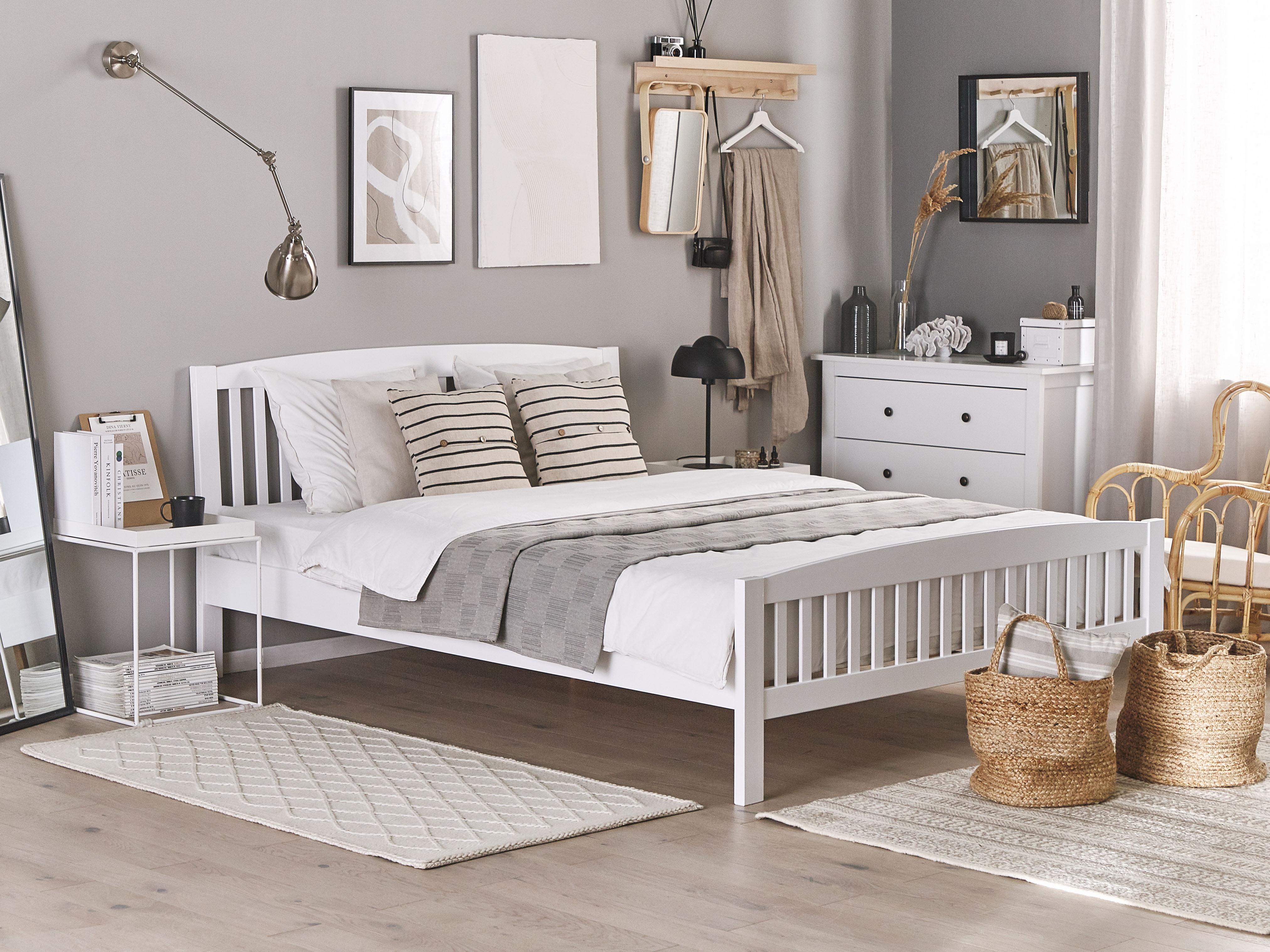 Bed Pine Wood CASTRES 180 x 200 cm (EU Super King) White