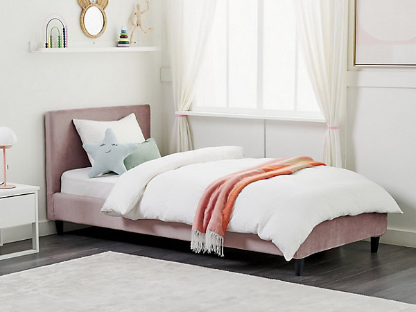 Lit avec sommier Velours FITOU 90 x 200 cm Rose