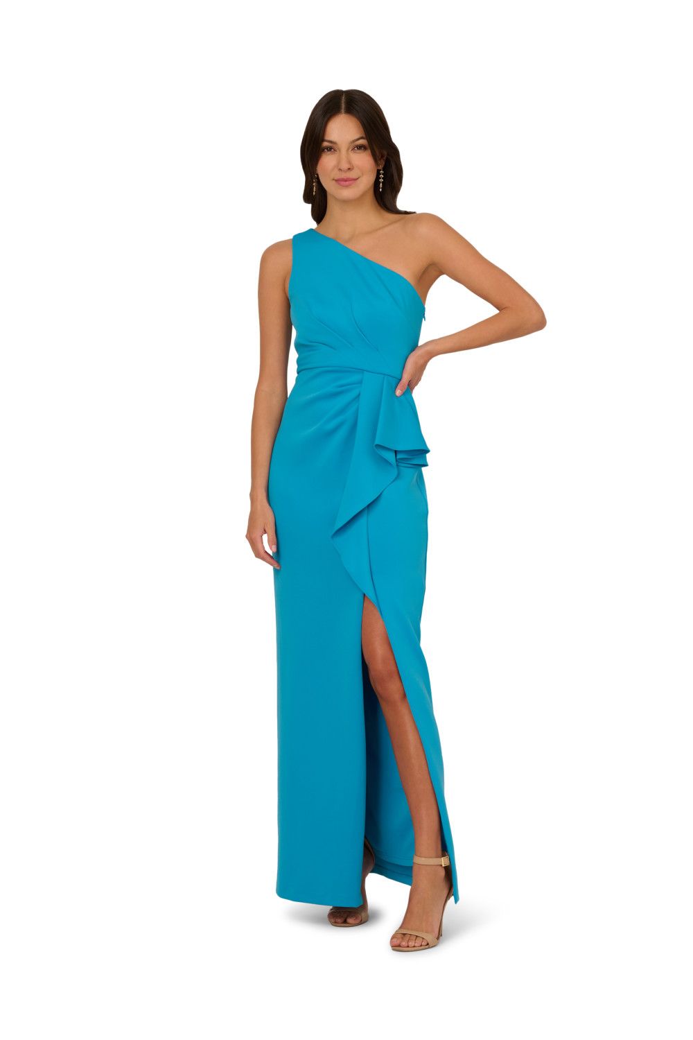 Adrianna Papell One Shoulder Scuba Gown