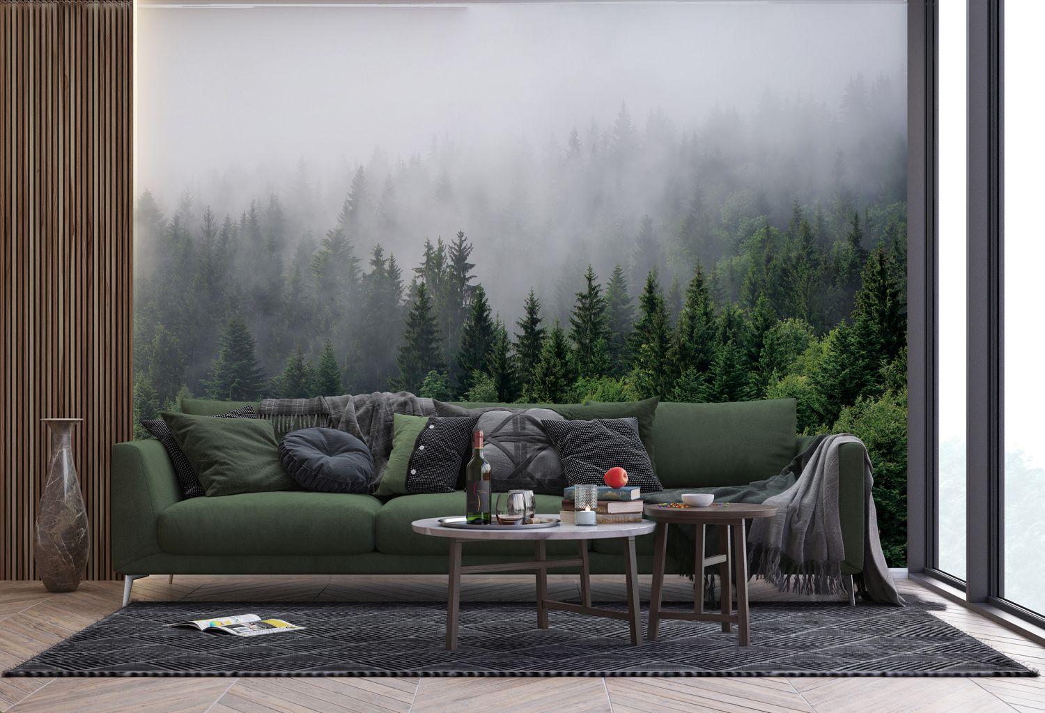Sanders & Sanders fotobehang berglandschap met bomen groen - 270 x 375 cm - 601166