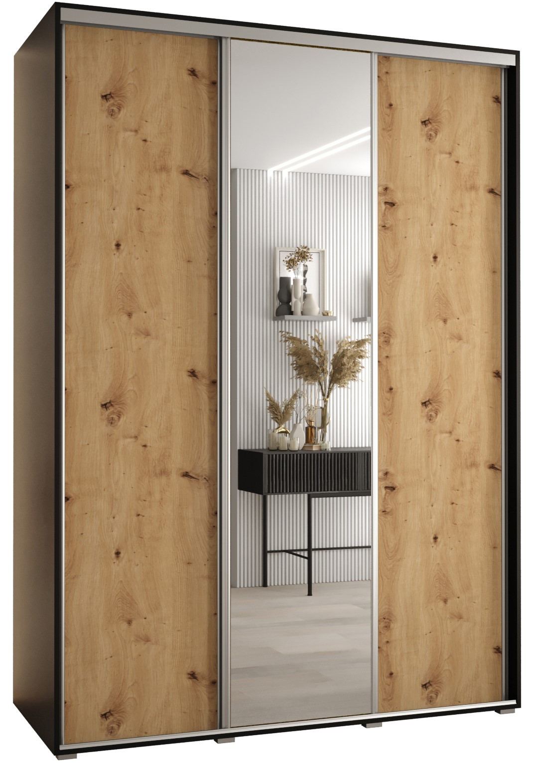 Szafa przesuwna 60 wysoka Davos 3 170 czarny artisan srebrny