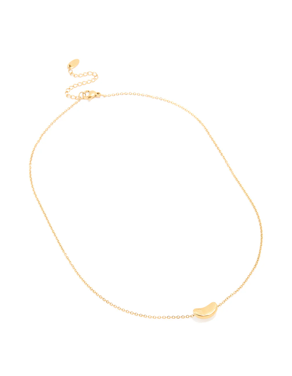 Waterproof Gold Plated Stainless Steel Small Bean Pendant Necklace