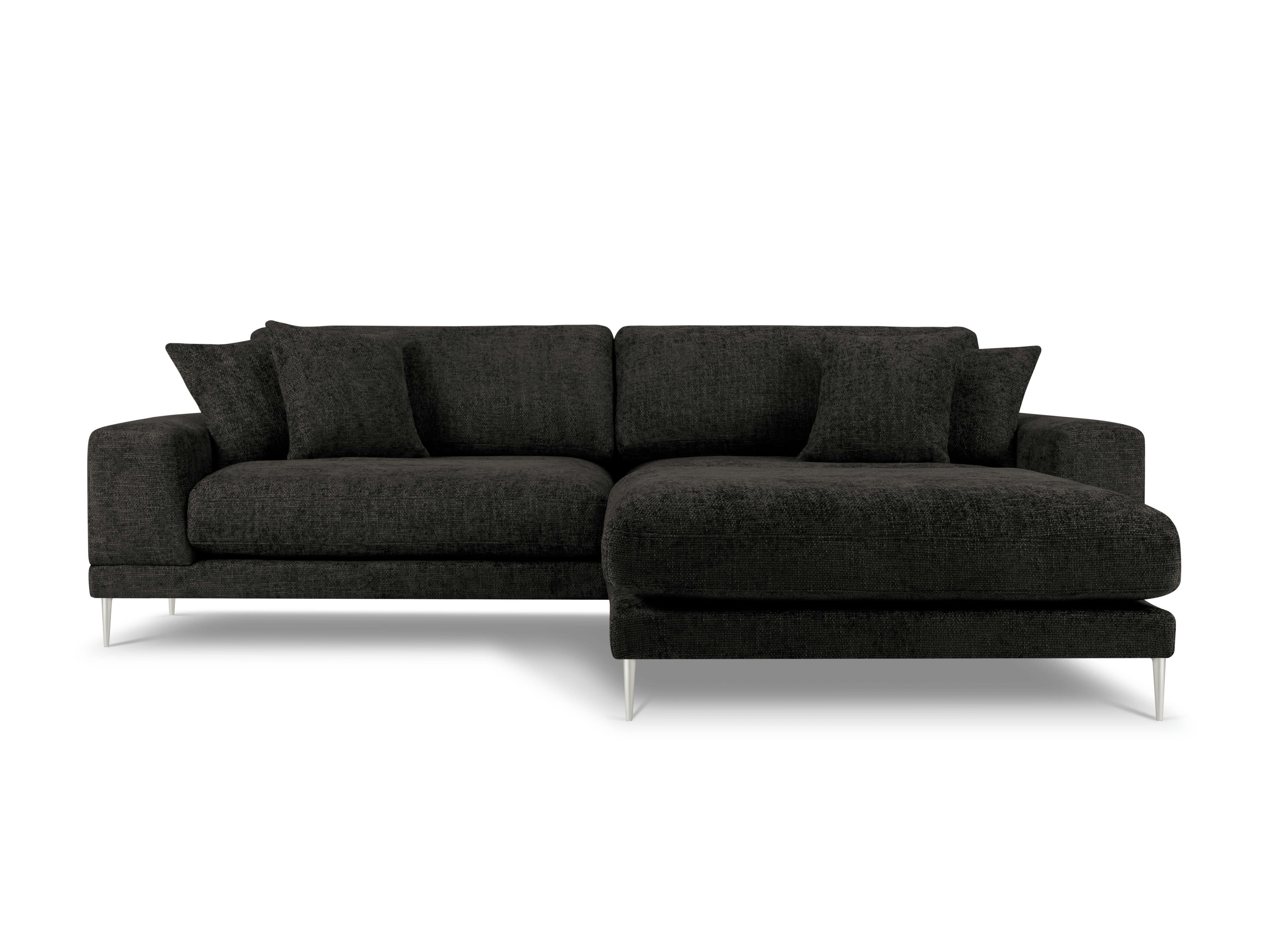 JOG - Canapé d'angle droit 5 places en tissu structuré gris foncé