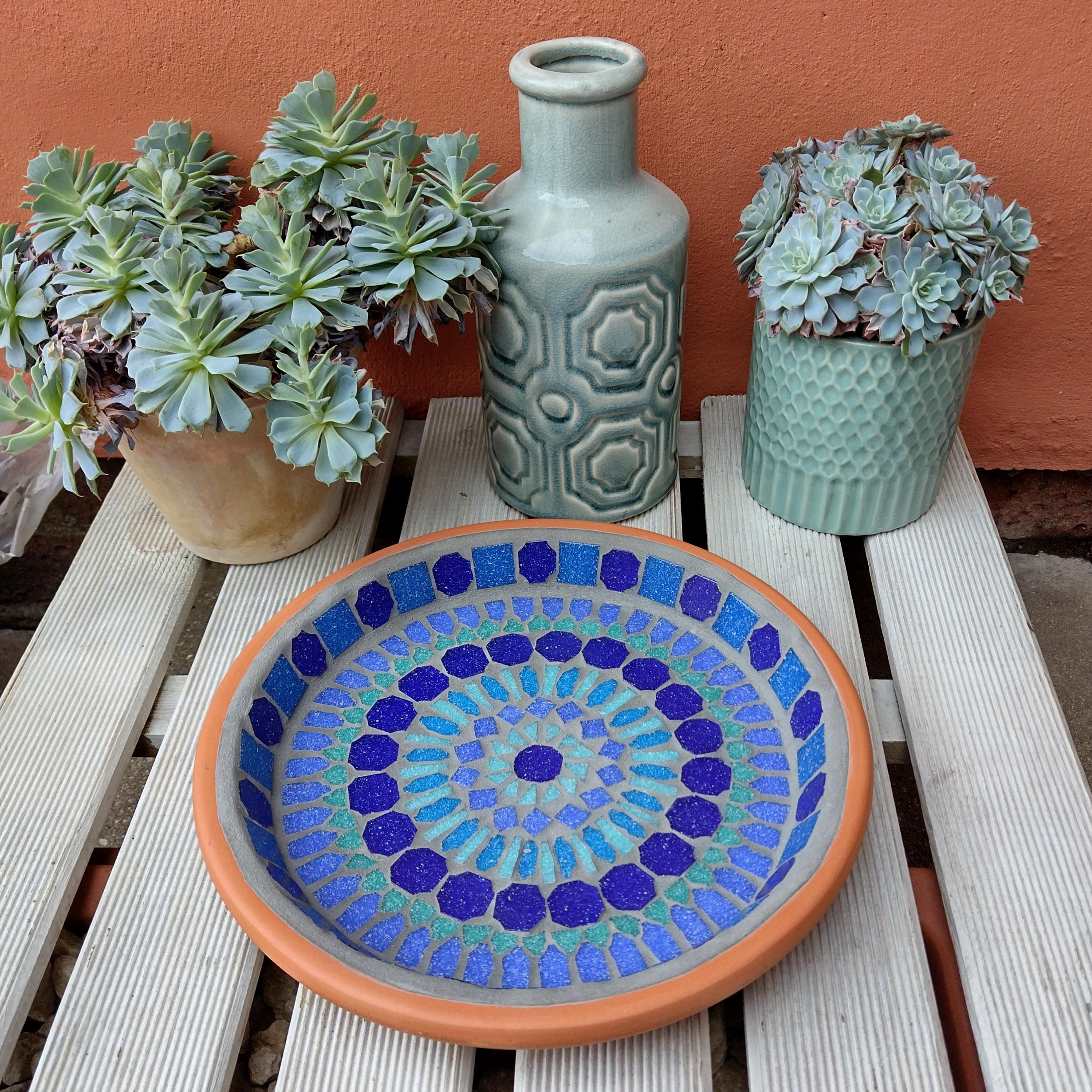 Garden Decor - Mosaic Bird Bath - Moroccan Mandala