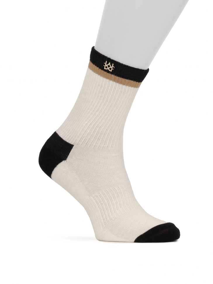 Comfortable white socks adorned with gold monogram KAZAR