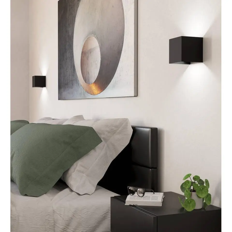 EGLO Valmontone Wandlamp - LED - Aluminium/Glas - Zwart