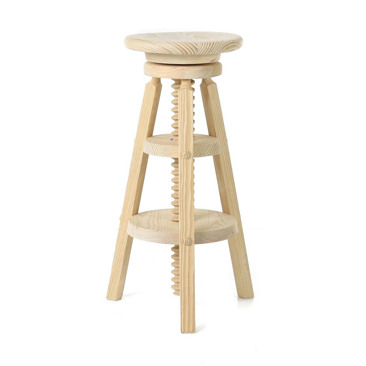 REGION - Tabouret de bar à vis réglable en pin massif brut rustique