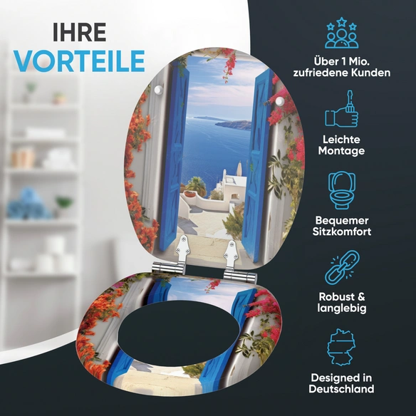 WC-Sitz »Greece«, mit Absenkautomatik Greece, Blau, Oval