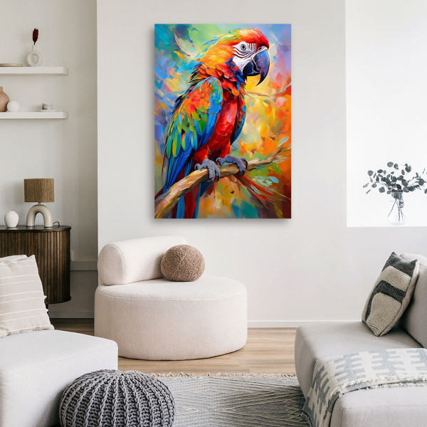 Feeby Obraz na płótnie, Papuga Abstrakcja Zwierzęta 40x60