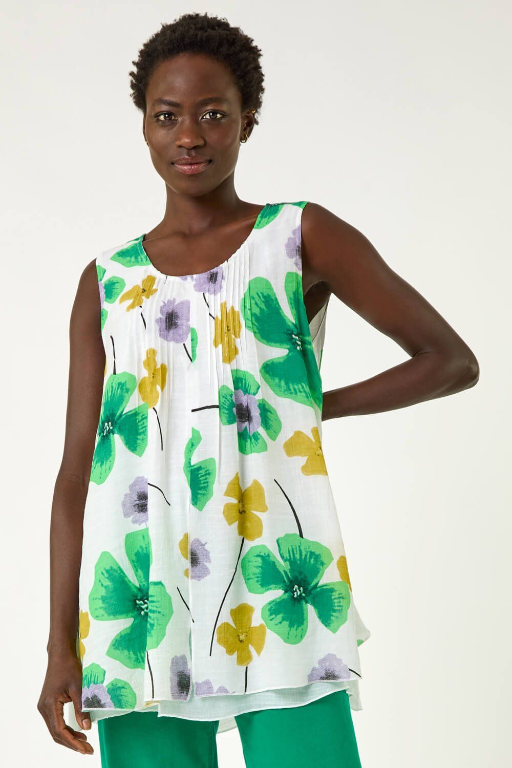 Roman Abstract Print Overlay Top