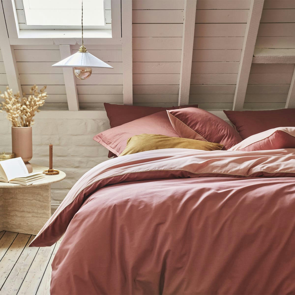 BONS JOURS ETINCELLE - Housse de couette bicolore en coton rose 240x220