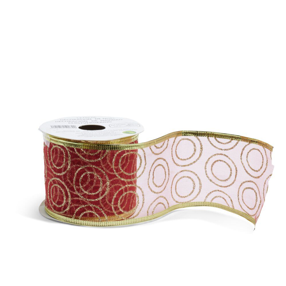 Ruban pour emballage cadeau rouge à paillettes