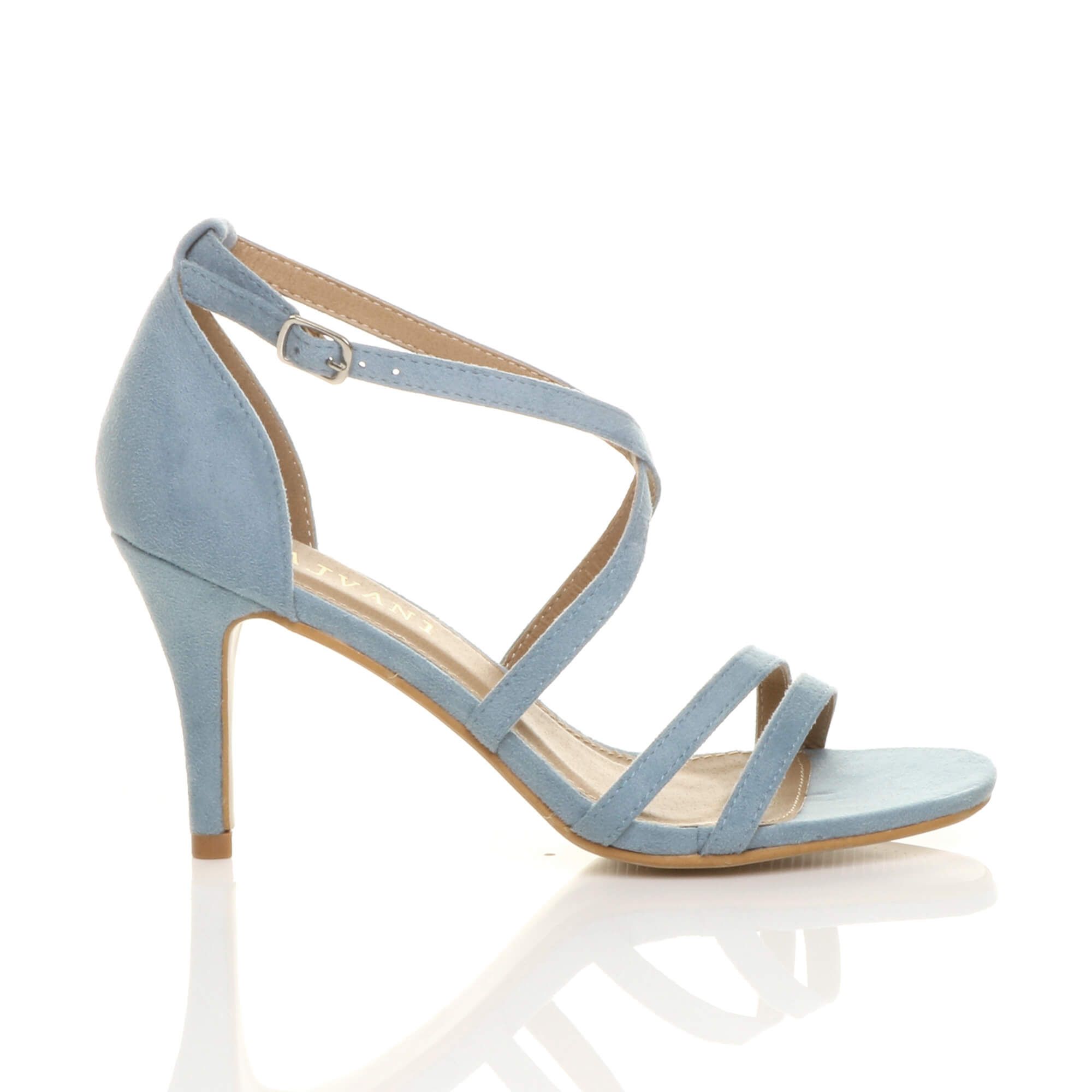 AJVANI High Heel Crossed Straps Buckle Strappy Sandals