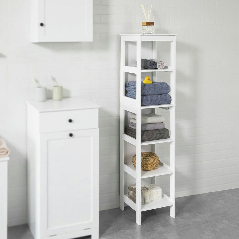 - Meuble colonne effet bois blanc