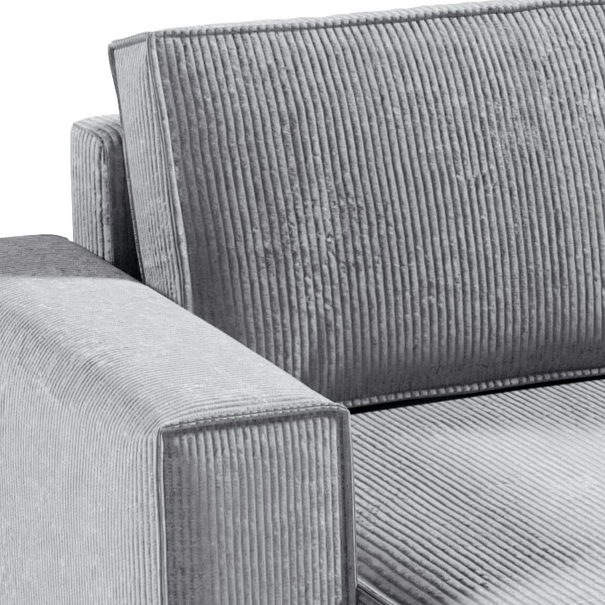 - Canapé en u 5 places velours côtelé gris