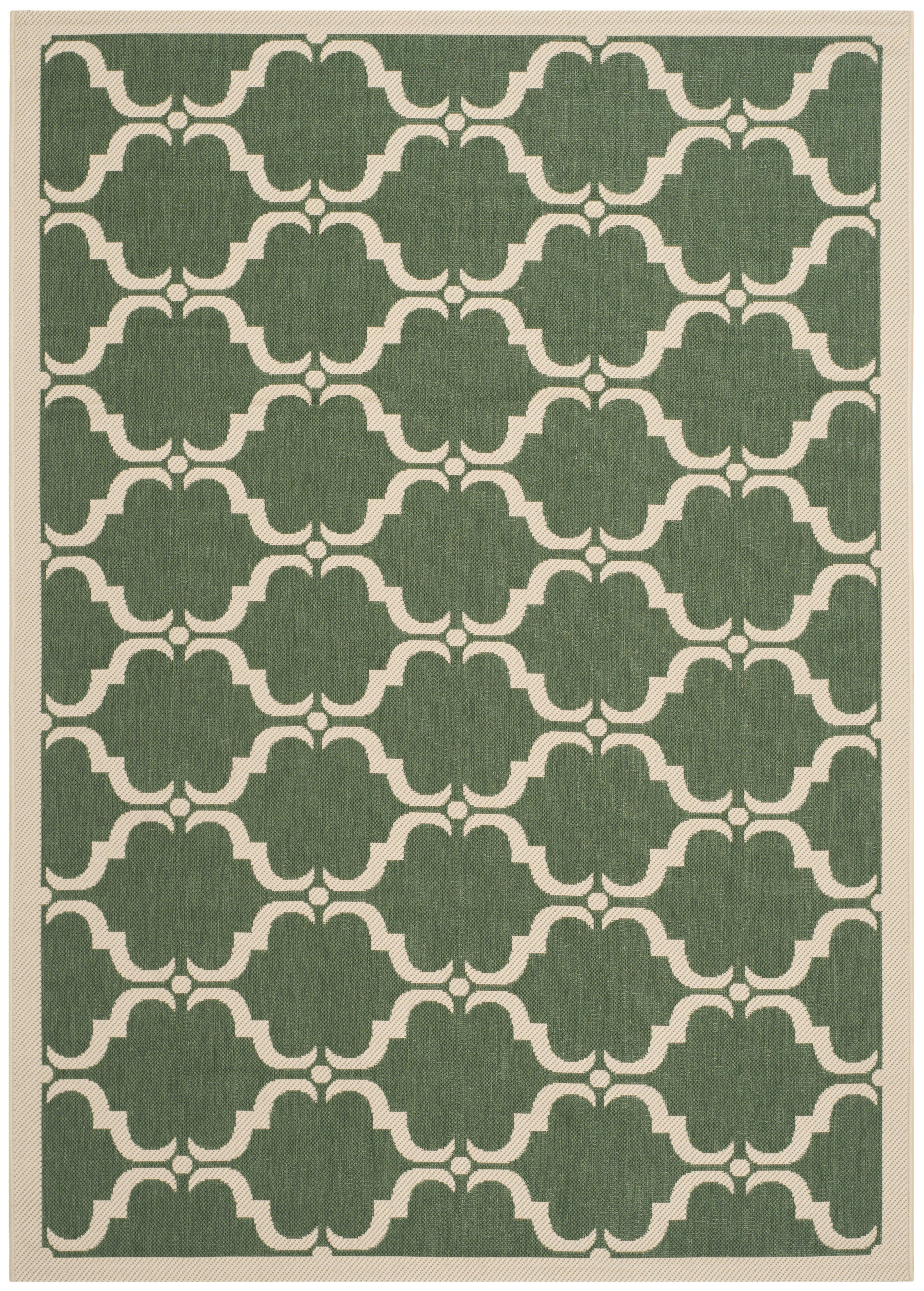 COURTYARD - Tapis interieur & exterieur en vert fonce & beige, 160 x 231 cm
