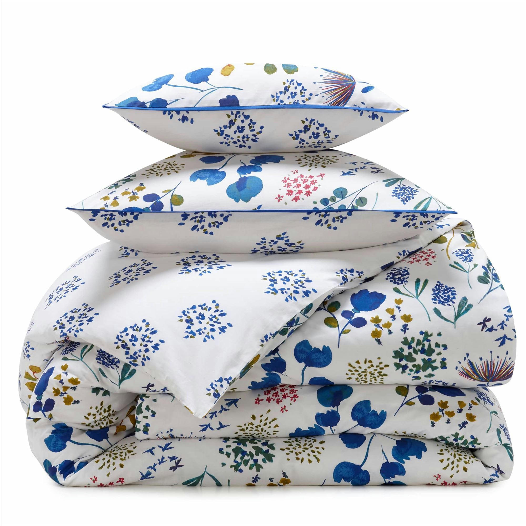 TANIA - Housse de couette 140x200 bleu en coton