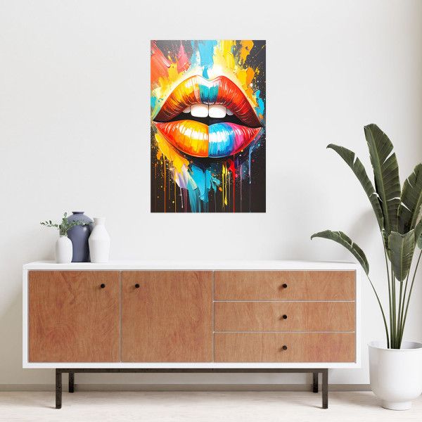Plakat samoprzylepny Feeby Kolorowe usta efekt farby olejnej 20x30