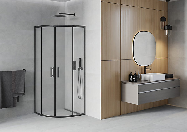 Mexen Rio cabine de douche semi-circulaire 80 x 80 cm, givre, noir - 863-080-080-70-30
