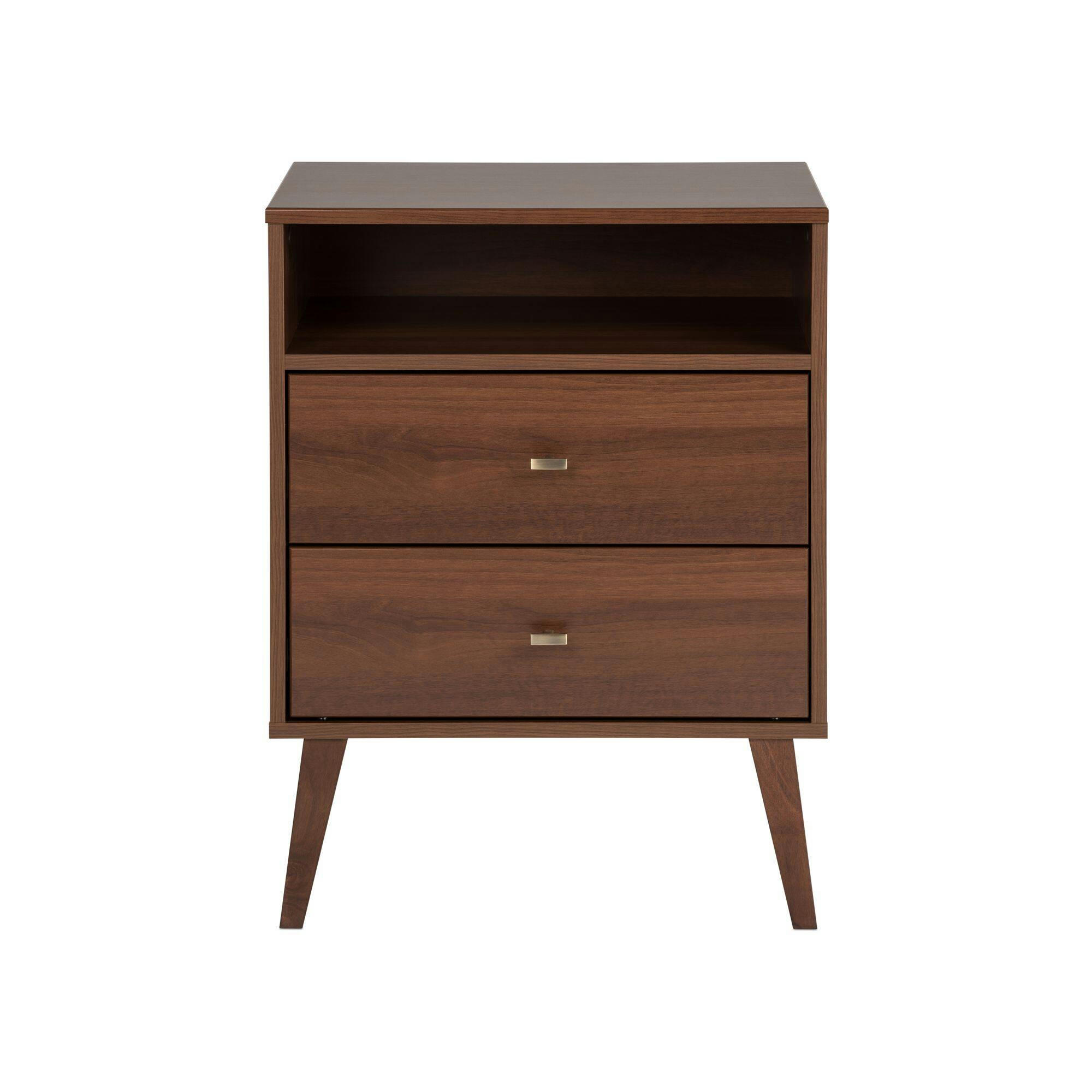 Prepac 2-Drawer Milo Tall Nightstand with Open Shelf