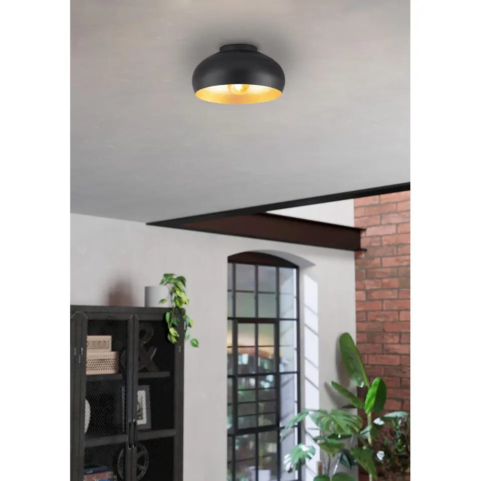 EGLO Mogano Mini Plafondlamp - E27 - &Oslash;28 cm - Zwart/Bladgoud