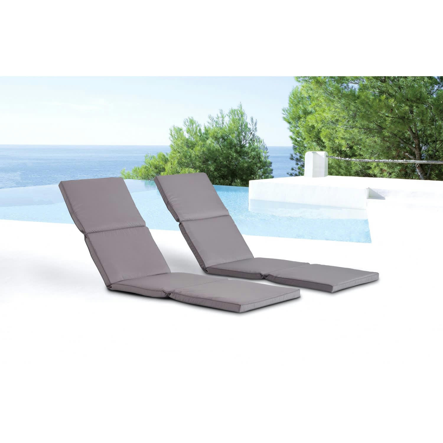 LUANA - Lot de 2 coussins pour transat gris